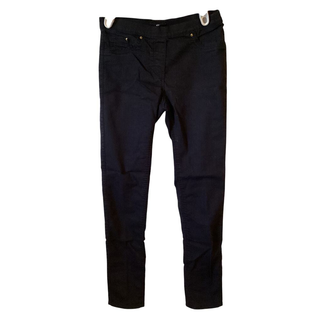 4619 H & M Womens Black Denim Jeans Gentle Stretch Low Waist Skinny Size 8